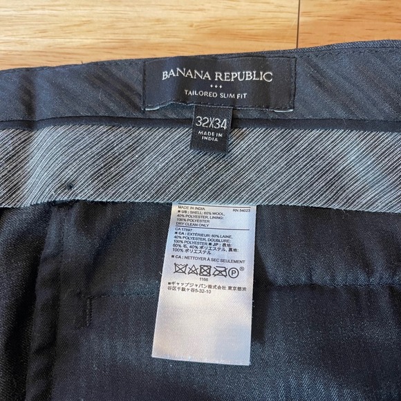 Banana Republic Tailored Slim Charcoal Wool Blend Dress Pants Men's Size 32x34 - Picture 3 of 7